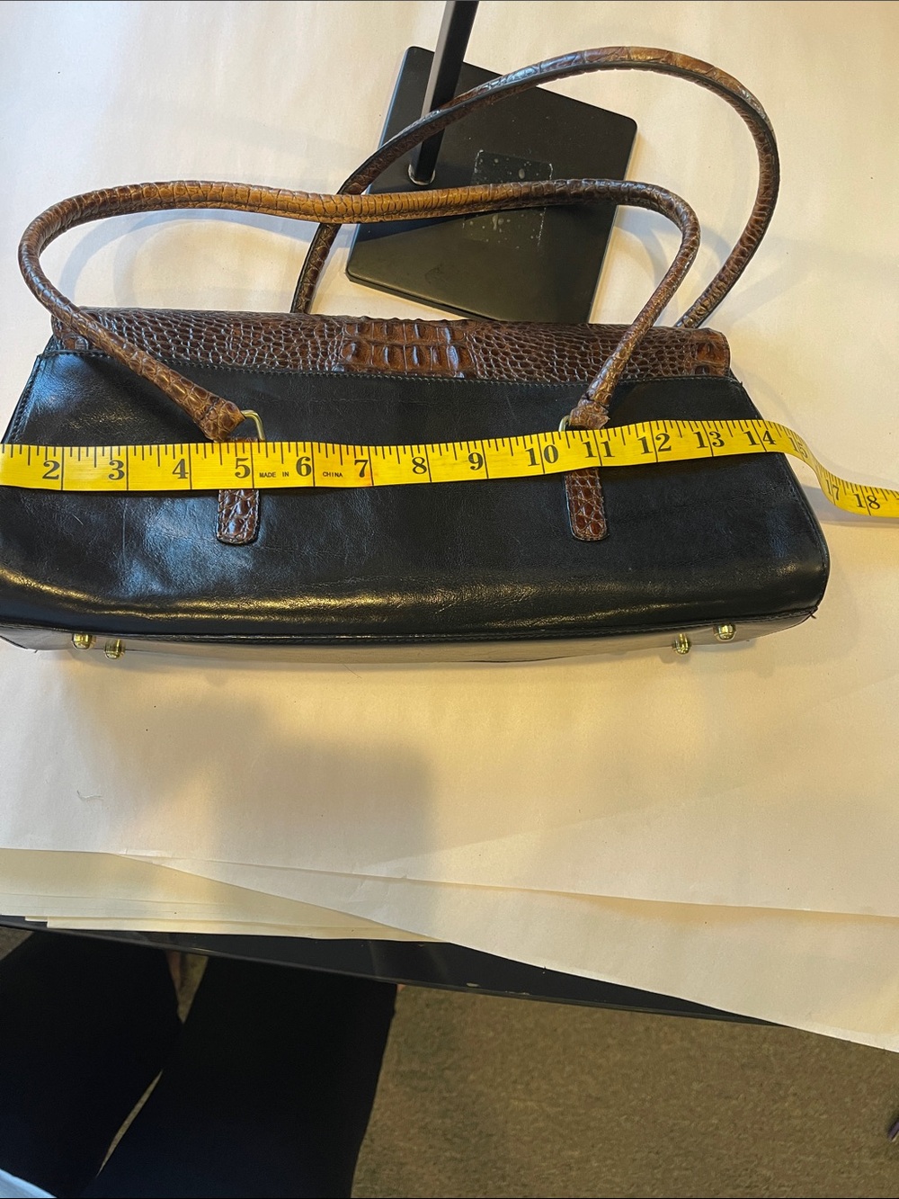 VTG Brahmin Tuscany Collection shoulder bag croc embossed leather standup bag - Picture 12 of 13